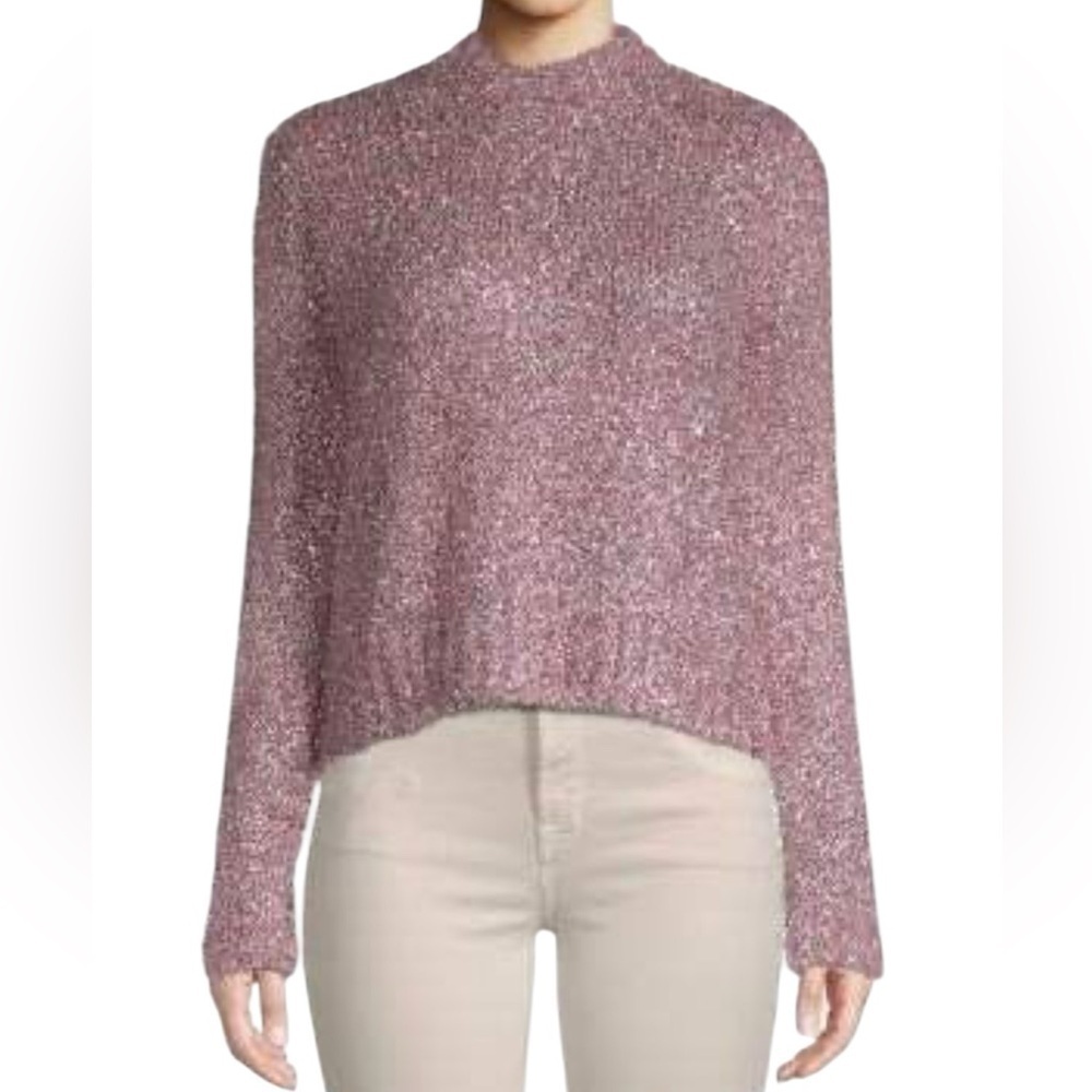 Milly Metallic Pink Fuzzy Sweater